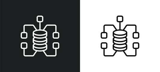 data connection line icon in white and black colors. data connection flat vector icon from data connection collection for web, mobile apps and ui.