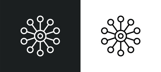 data analytics wheel line icon in white and black colors. data analytics wheel flat vector icon from data analytics wheel collection for web, mobile apps and ui.