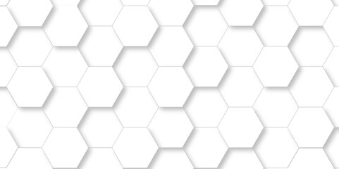 Seamless pattern abstract background with hexagons. 3d Hexagonal structure futuristic white background and Embossed Hexagon , honeycomb white Background ,light and shadow ,Vector.	