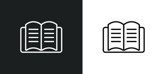 book opened at center line icon in white and black colors. book opened at center flat vector icon from book opened at center collection for web, mobile apps and ui.