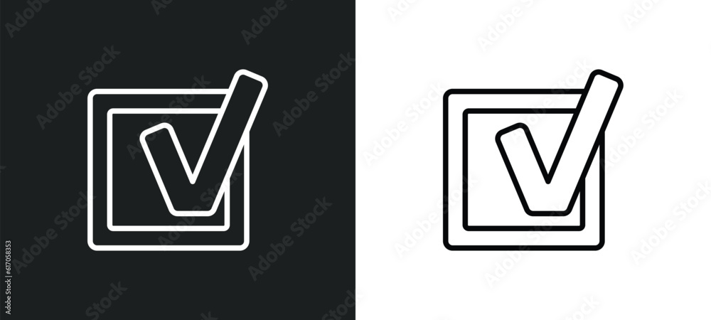 Poster check box line icon in white and black colors. check box flat vector icon from check box collection 