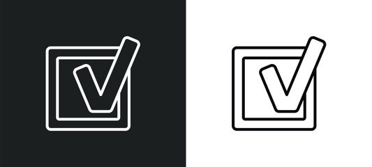 check box line icon in white and black colors. check box flat vector icon from check box collection for web, mobile apps and ui.