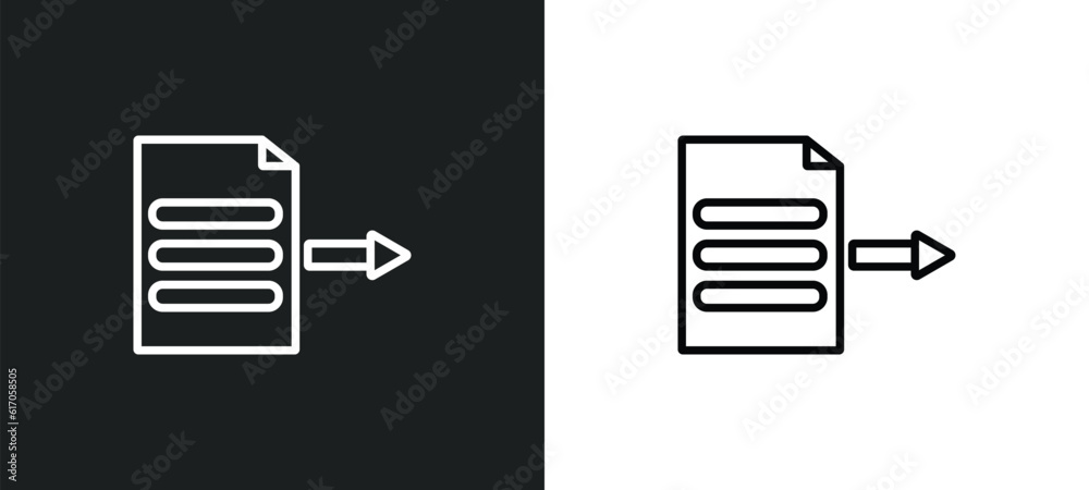 Poster export archive line icon in white and black colors. export archive flat vector icon from export arch