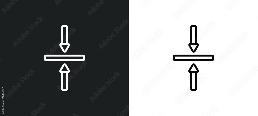 Poster vertical align line icon in white and black colors. vertical align flat vector icon from vertical al