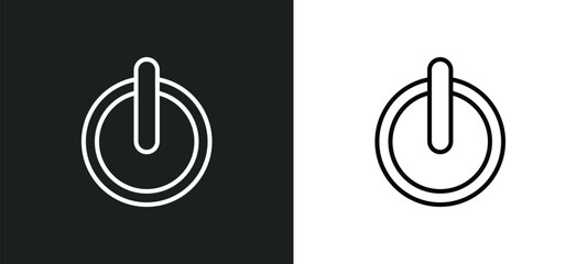 on off power button line icon in white and black colors. on off power button flat vector icon from on off power button collection for web, mobile apps and ui.