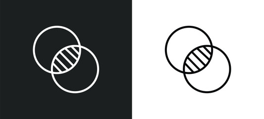 intersect line icon in white and black colors. intersect flat vector icon from intersect collection for web, mobile apps and ui.