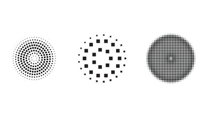 Abstract halftone square design element vector set.