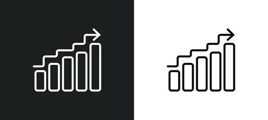 increasing line icon in white and black colors. increasing flat vector icon from increasing collection for web, mobile apps and ui.