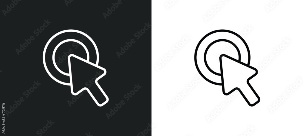 Poster mouse clicker line icon in white and black colors. mouse clicker flat vector icon from mouse clicker