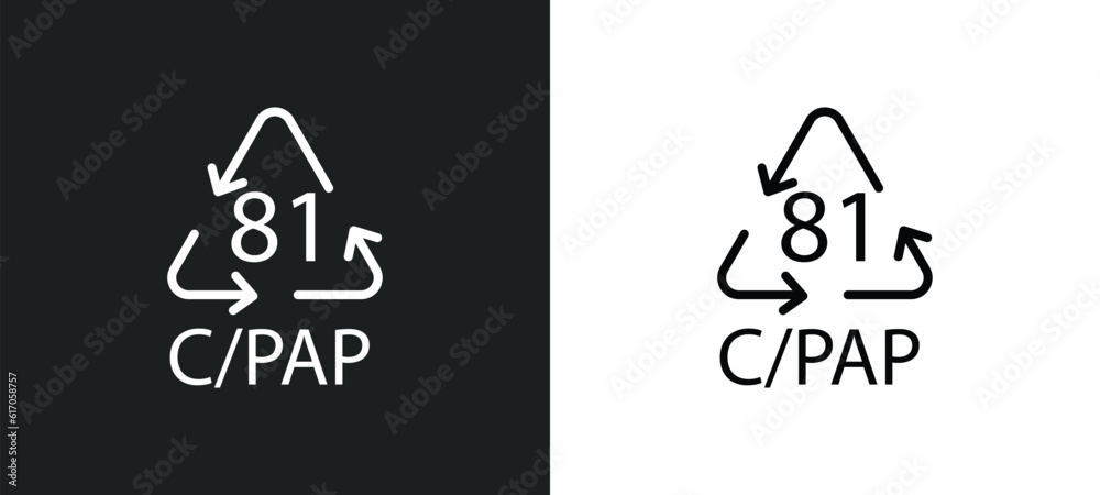 Poster c/pap 81 line icon in white and black colors. c/pap 81 flat vector icon from c/pap 81 collection for