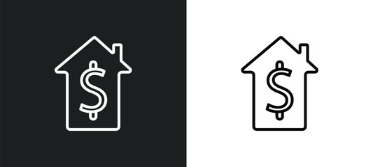house value line icon in white and black colors. house value flat vector icon from house value collection for web, mobile apps and ui.