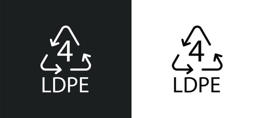 4 ldpe line icon in white and black colors. 4 ldpe flat vector icon from 4 ldpe collection for web, mobile apps and ui.