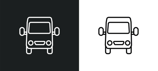 van front view line icon in white and black colors. van front view flat vector icon from van front view collection for web, mobile apps and ui.