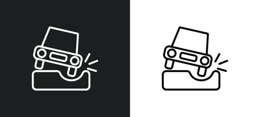 pothole line icon in white and black colors. pothole flat vector icon from pothole collection for web, mobile apps and ui.