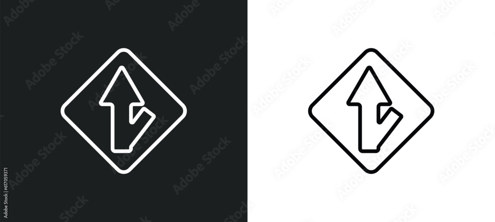 Poster merging line icon in white and black colors. merging flat vector icon from merging collection for we