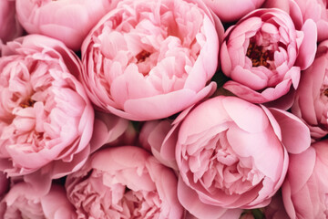 Pink peonies, close up of a beautiful bouquet Generative AI