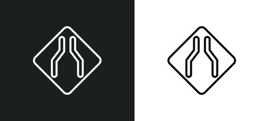 narrow bridge line icon in white and black colors. narrow bridge flat vector icon from narrow bridge collection for web, mobile apps and ui.
