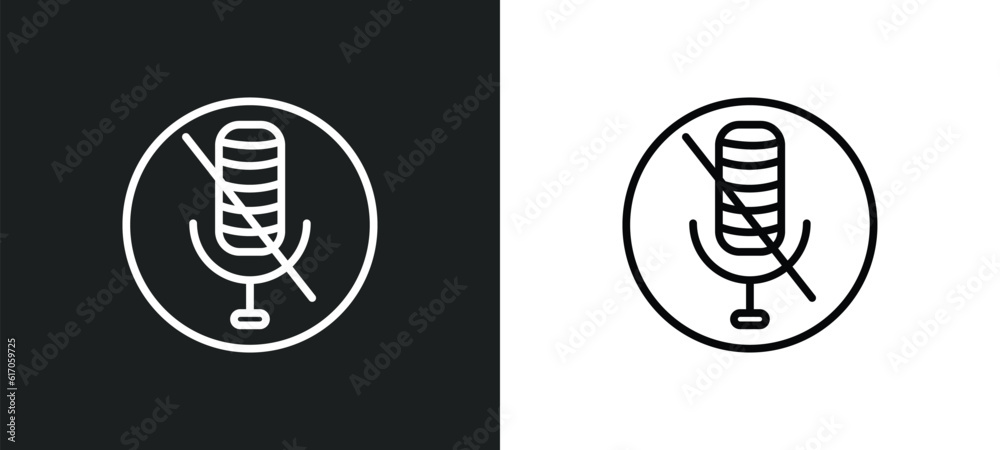 Poster microphone interface line icon in white and black colors. microphone interface flat vector icon from