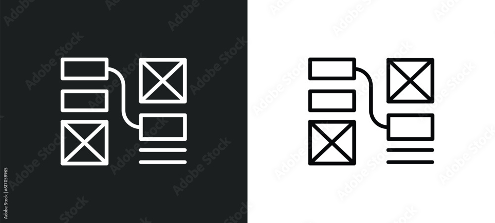 Poster wireframe line icon in white and black colors. wireframe flat vector icon from wireframe collection 