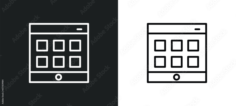 Poster web apps line icon in white and black colors. web apps flat vector icon from web apps collection for