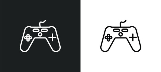 antique gamepad line icon in white and black colors. antique gamepad flat vector icon from antique gamepad collection for web, mobile apps and ui.