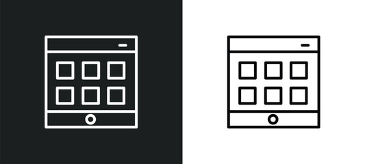 web apps line icon in white and black colors. web apps flat vector icon from web apps collection for mobile and ui.