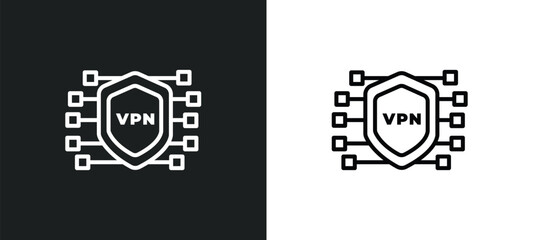vpn line icon in white and black colors. vpn flat vector icon from vpn collection for web, mobile apps and ui.