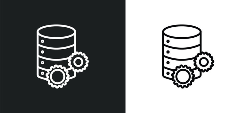 circular database line icon in white and black colors. circular database flat vector icon from circular database collection for web, mobile apps and ui.