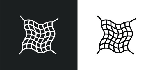 fishing net line icon in white and black colors. fishing net flat vector icon from fishing net collection for web, mobile apps and ui.
