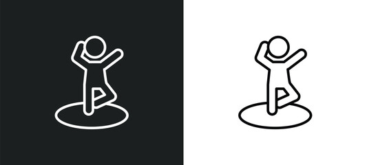 dancing motion line icon in white and black colors. dancing motion flat vector icon from dancing motion collection for web, mobile apps and ui.