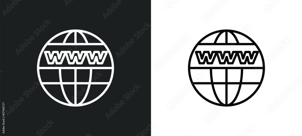 Poster internet line icon in white and black colors. internet flat vector icon from internet collection for