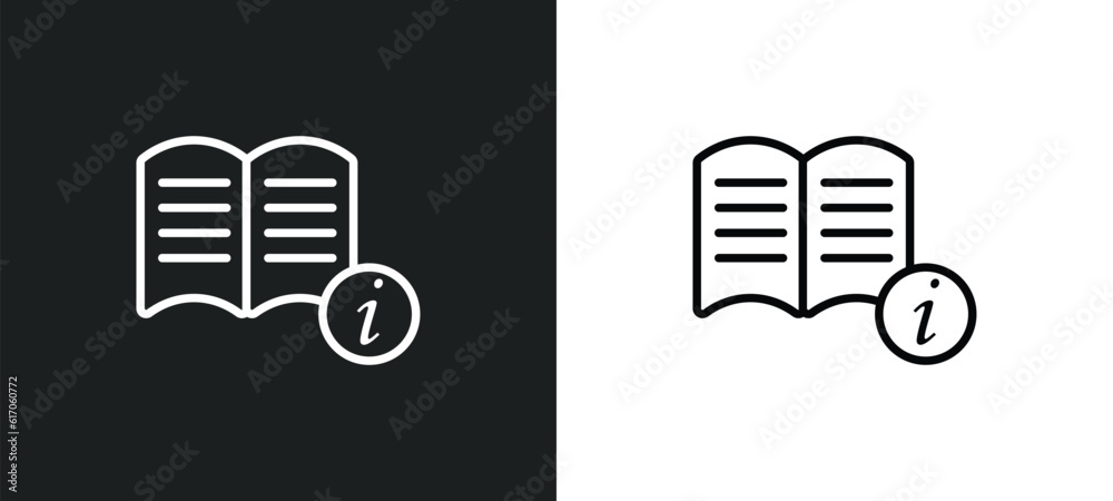 Poster instruction line icon in white and black colors. instruction flat vector icon from instruction colle