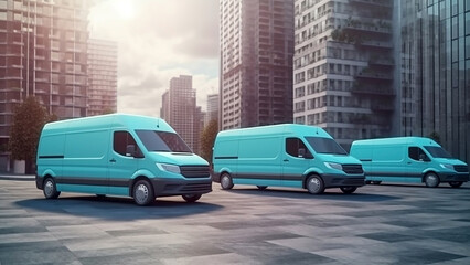 Naklejka premium City delivery vans. Generative AI