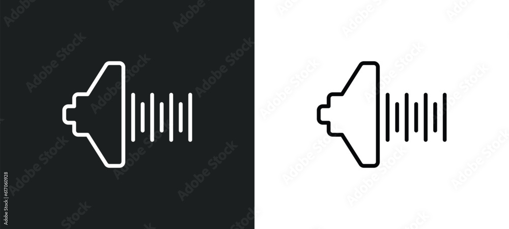 Poster noise line icon in white and black colors. noise flat vector icon from noise collection for web, mob
