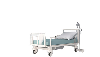 Hospital bed isolated on transparent or white background. Concept for health insurance.3d rendering