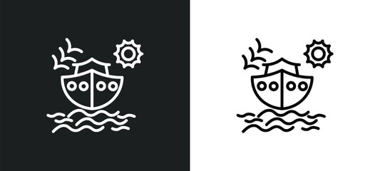 noah ark line icon in white and black colors. noah ark flat vector icon from noah ark collection for web, mobile apps and ui.