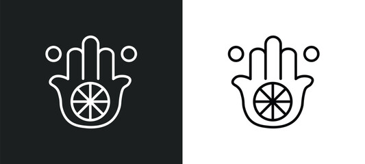 karma line icon in white and black colors. karma flat vector icon from karma collection for web, mobile apps and ui. - obrazy, fototapety, plakaty