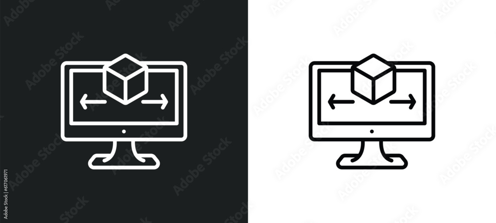 Poster simulation line icon in white and black colors. simulation flat vector icon from simulation collecti