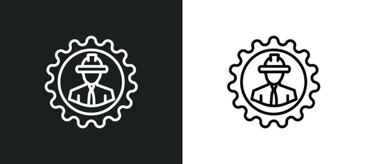 mechanical engineer line icon in white and black colors. mechanical engineer flat vector icon from mechanical engineer collection for web, mobile apps and ui.