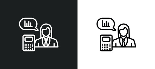 actuary line icon in white and black colors. actuary flat vector icon from actuary collection for web, mobile apps and ui.
