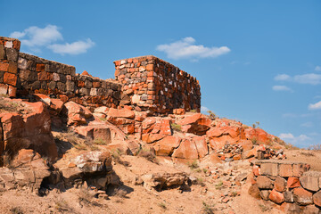 The ruins of the ancient fortress of Erebuni, the kingdom of Urartu in modern Yerevan, Armenia....