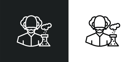 scientist line icon in white and black colors. scientist flat vector icon from scientist collection for web, mobile apps and ui. - obrazy, fototapety, plakaty