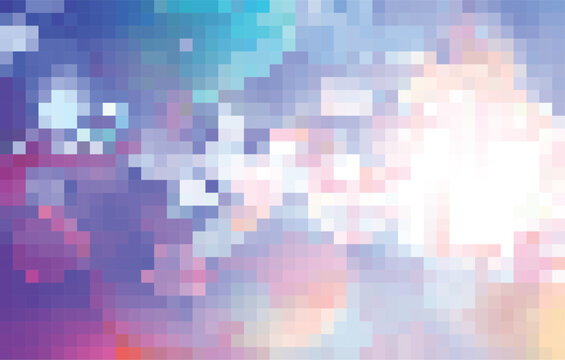 Pixel Art design - gentle heavenly mosaic background. Vector clipart