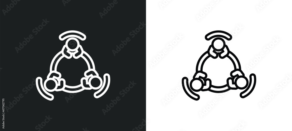 Poster round table line icon in white and black colors. round table flat vector icon from round table colle