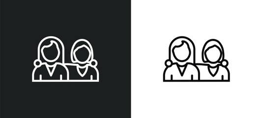 friends line icon in white and black colors. friends flat vector icon from friends collection for web, mobile apps and ui.
