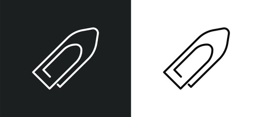 metal paper clip line icon in white and black colors. metal paper clip flat vector icon from metal paper clip collection for web, mobile apps and ui.