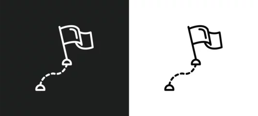 Foto op Plexiglas milestone line icon in white and black colors. milestone flat vector icon from milestone collection for web, mobile apps and ui. © IconArt