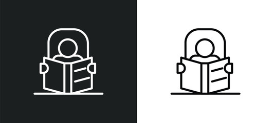 self learning line icon in white and black colors. self learning flat vector icon from self learning collection for web, mobile apps and ui.