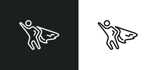 super hero line icon in white and black colors. super hero flat vector icon from super hero collection for web, mobile apps and ui.