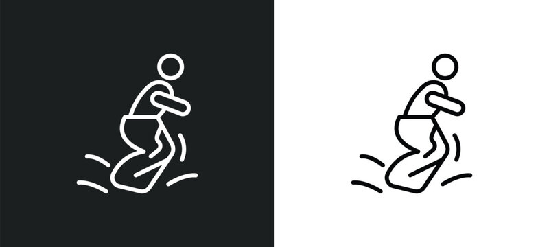 sack race line icon in white and black colors. sack race flat vector icon from sack race collection for web, mobile apps and ui.